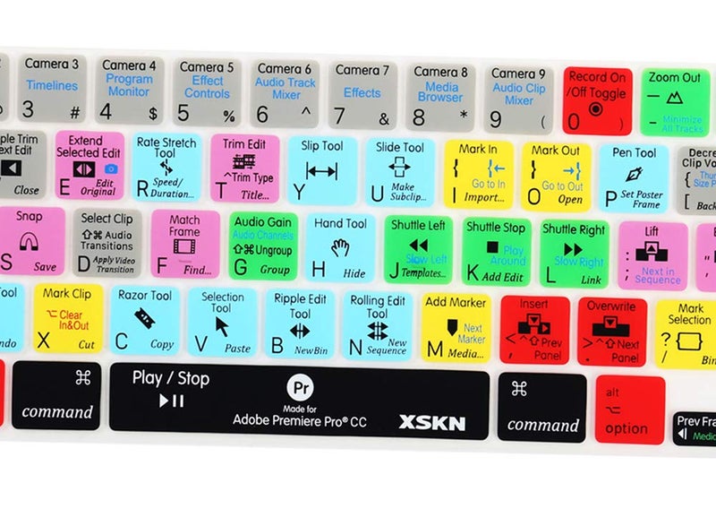 XSKN Premiere Pro CC English Silicone Shortcuts Keyboard Cover Skin for Touch Bar Models 2019 MacBook Pro 16 inch A2141 2020 MacBook Pro 13.3 inch A2251/A2289/A2338 M1 Keyboard US Version - Image 2